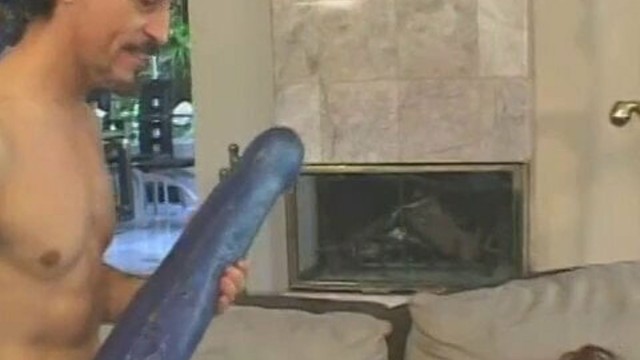 Two well hung guys break all three holes of this dark haired sex-craved whore