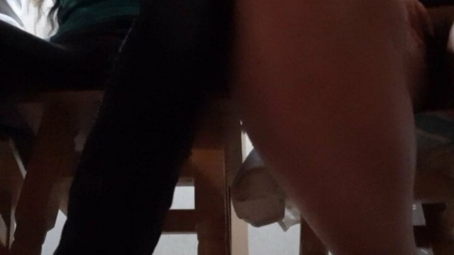 During a lesson my stepsister jerks off my pussy and I fuck her