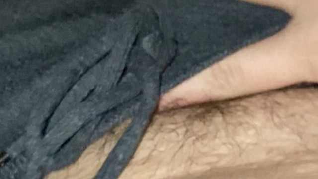 Trans Male Playing with Clit in Grey Sweatpants